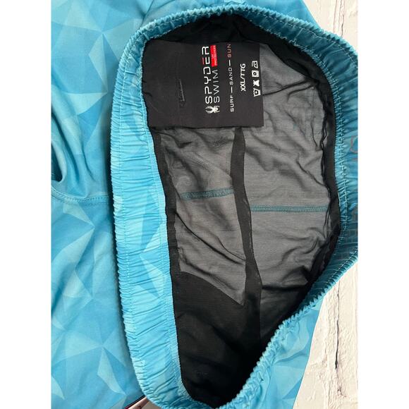 🔥SALE NWT Spyder Swim Trunks Mesh liner Aqua UV XXL Elastic Waist Quick Dry - Picture 4 of 5